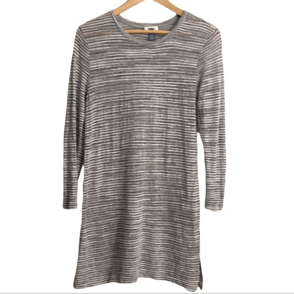 Old Navy Grey & White Long Sleeve T-Shirt Dress Size M